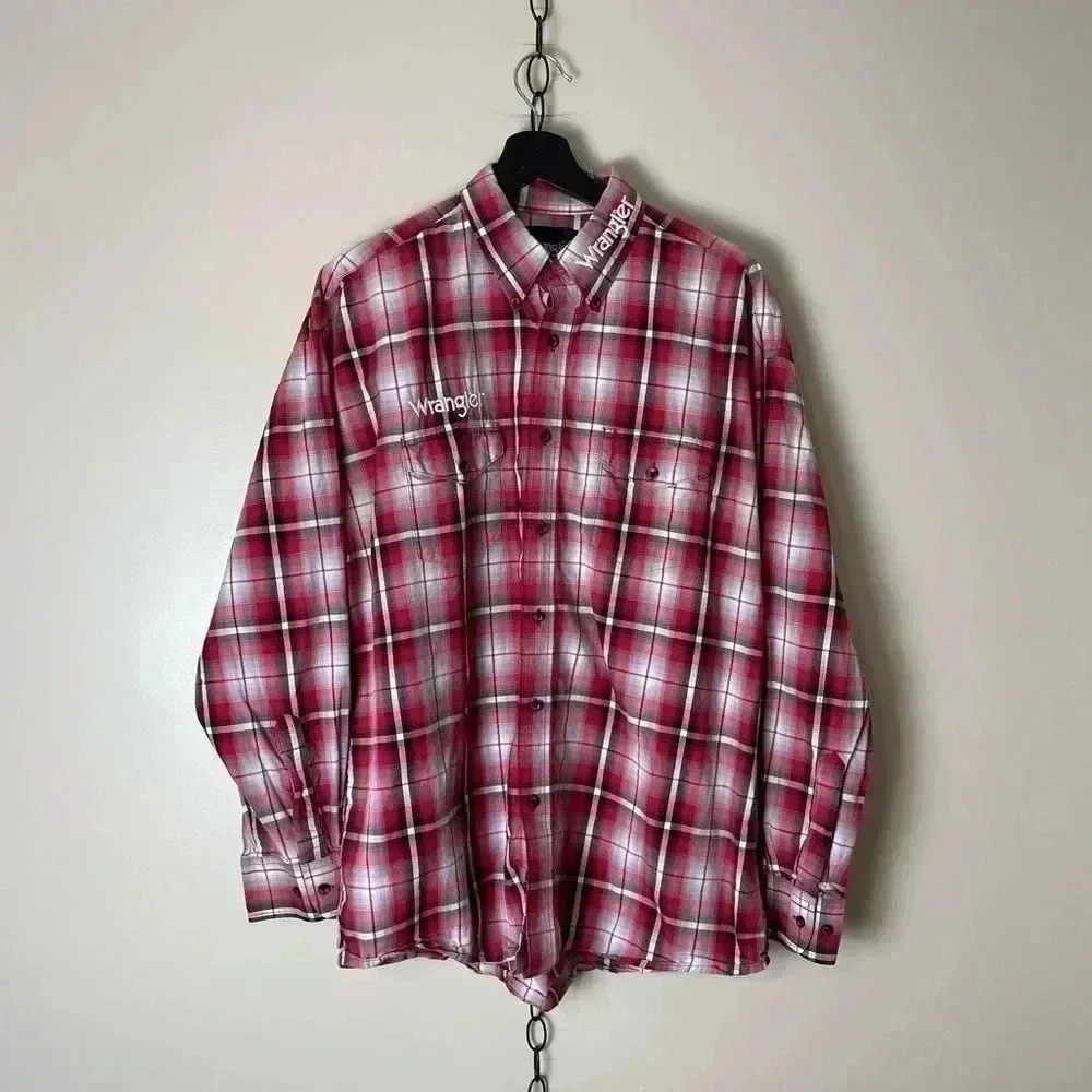 Vintage Wrangler Spellout Long Sleeve Button-up Shirt Large